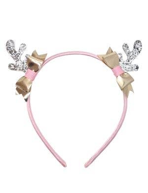 Image of Glittery Silver Reindeer Antlers Girl's Christmas Headband