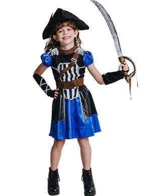 Image of Swashbuckling Blue Pirate Girl's Dress Up Costume
