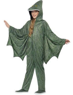 Image of Pterodactyl Girls Green Dinosaur Onesie Costume