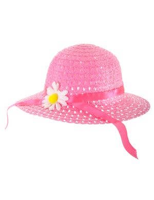 Image of Hot Pink Girl's Spring Costume Hat with Flower
