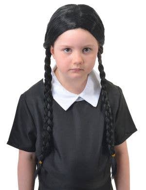 Image of Wednesday Addams Girl's Plaited Halloween Costume Wig