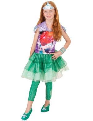 Disney Princess Ariel Girls Green Glitter Footless Tights