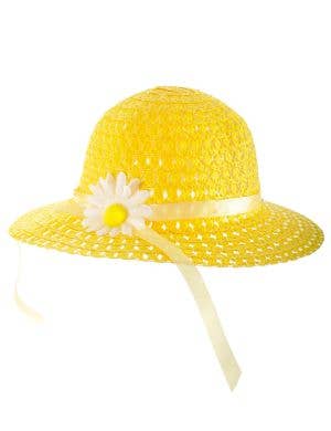 Image of Bright Yellow Girl's Spring Costume Hat with Flower
