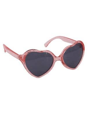 Image of Glitter Heart Shaped Pink Costume Sunglasses