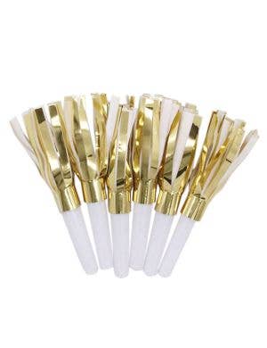 Image of Gold Party Blower Horns 6 Pack