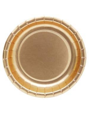 Image of Champagne Gold 12 Pack 18cm Round Paper Plates
