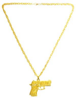 Image of Hip Hop Gold 90s Gun Pendant Costume Necklace - Main Image