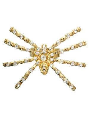 Image of Rhinestone Gold Metal Spider Costume Ring - Main Image