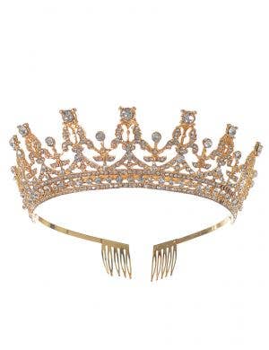 Image of Fancy Gold Metal Rhinestone Queen Costume Crown