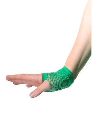 Short Green Fishnet Fingerless Costume Gloves