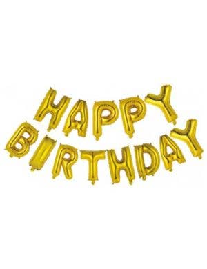 Image of Happy Birthday Gold Script 35cm Air Fill Foil Balloon Banner