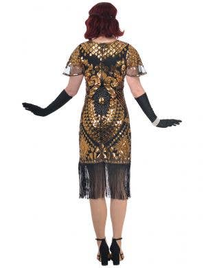 1920s Gold Sequinned Gatsby Dress Costume with Cap Sleeves