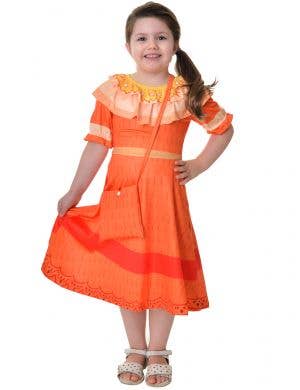 Image of Pepper Girl's Orange Dress Up Costume and Bag - Front View