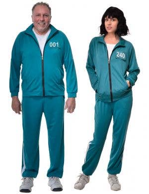 Adult's Squid Games Tracksuit Costume with Number 001 or 240 - Main Image