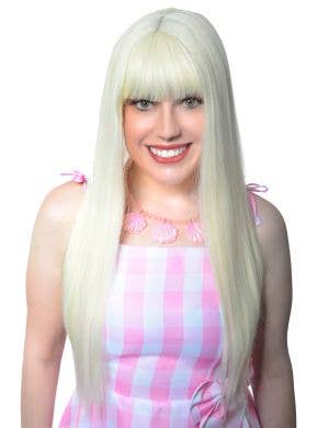 Image of Long Platinum Blonde Womens Wig with Fringe