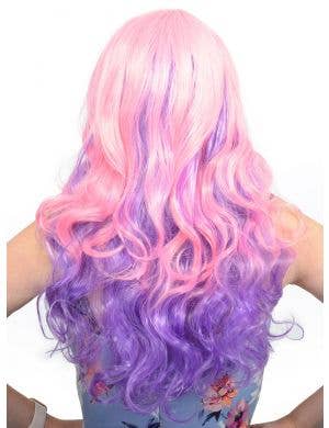 Paige Pink and Purple Long Curly Womens Costume Wig