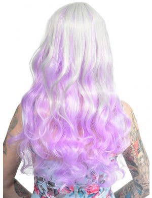 Ainsley Silver and Purple Long Wavy Womens Costume Wig
