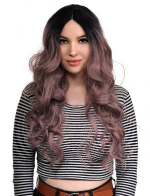 Women's Deluxe Dark Rose Pink Curly Ombre Fashion Wig with Lace Part - Main Image