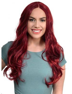 Women's Cherry Red Synthetic Fashion Wig with Lace Parting - Front Image