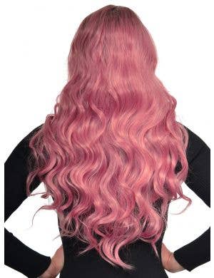 Dusty Pink Rooted Long Curly Lace Part Synthetic Fashion Wig
