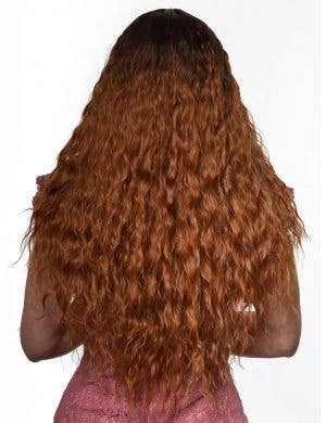 Long Ginger Rooted Fashion Wig with Tight Waves and Lace Part