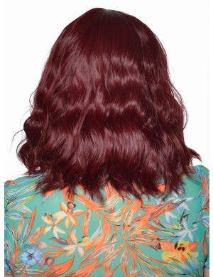Deluxe Wavy Mid-Length Burgundy Fashion Wig with Skin Top