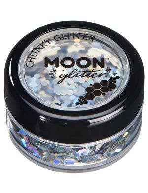 Image of Moon Glitter Holographic Silver Chunky Loose Glitter