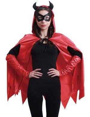 Short Horned Red Devil Halloween Costume Cape