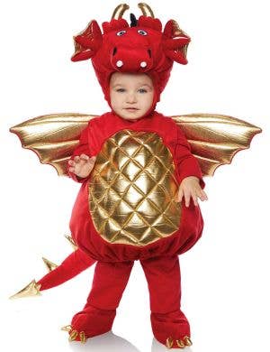 Image of Brave Red and Gold Infant Baby Belly Dragon Costume