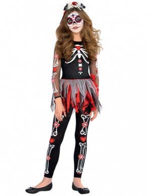 Image of Scared to the Bone Girls Day of the Dead Costume | Heaven Costumes