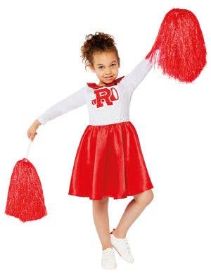 Girls Red and White Rydell High Cheerleader Costume