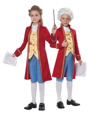 Unisex Classical Composer Mozart Costume for Kids - Main Image