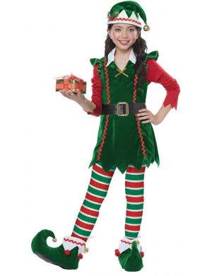 Festive Elf Girls Christmas Fancy Dress Costume