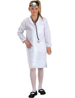 White Doctor's Lab Coat Kids Book Week Fancy Dress Costume Front View