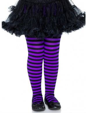 Striped Girls Purple and Black Costume Accessory Tights