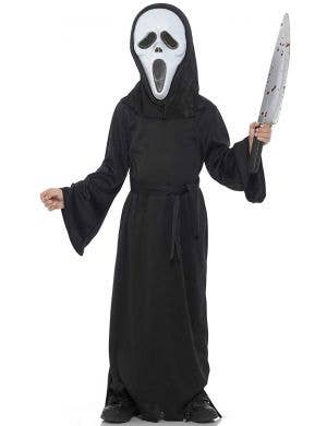 Boys Scream Costume with Black Robe and Mask Front Image