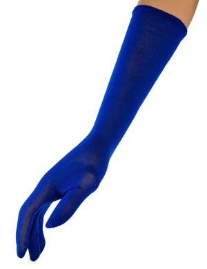 Kids Matte Blue Long Costume Gloves