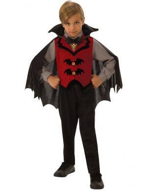 Black and Red Vampire Boy Halloween Costume - Main Image