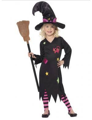 Girl's Black Witch Halloween Costume Front View