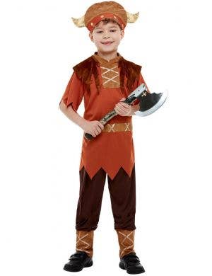 Boy's Brown Viking Warrior Costume Front View