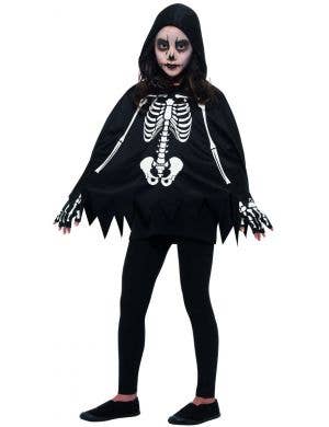 Kids Skeleton Cape and Gloves Halloween Costume Front Image