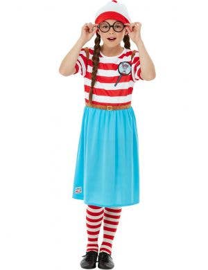 Girls Deluxe Wheres Wally Dress Up Costume - Front Image
