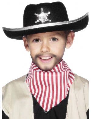 Kid's Black and White Sheriff Cowboy Costume Hat