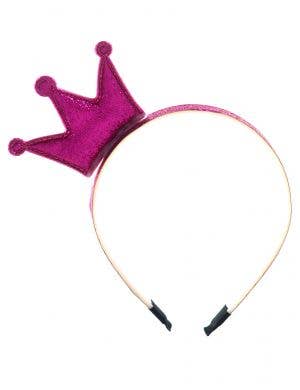 Kids Mini Hot Pink Glitter Princess Crown on Headband