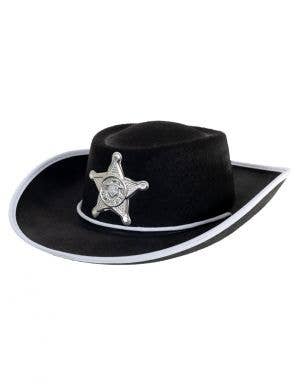 Kids Black Sheriff Cowboy Hat with Badge - Main Image