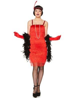 Women's Red Flapper Fancy Dress Costume Main Image