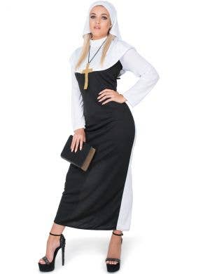 Sexy Black and White Nun Costume for Women - Main Image