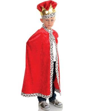 Image of Regal Red Velvet Kids King Costume Cape