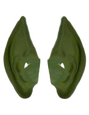 Image of Oversized Green Latex Pointed Elf Ears Costume Accessory - Main Image