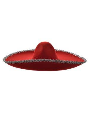 Image of Large Red and Silver Mexican Sombrero Costume Hat - Main Image